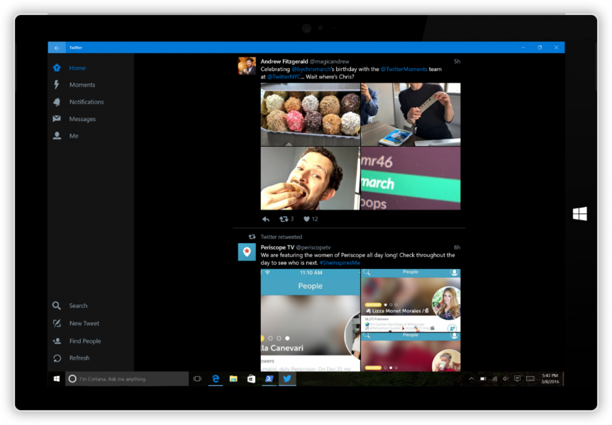 Now on mobile: Twitter for Windows 10